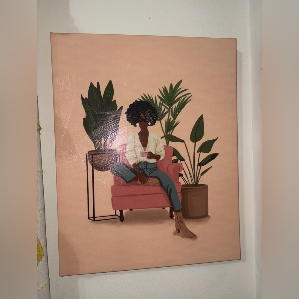 Cozy Woman in Pink Armchair Wall Art